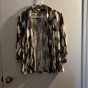 Ellen Tracy Brown and White Patterned Cardigan